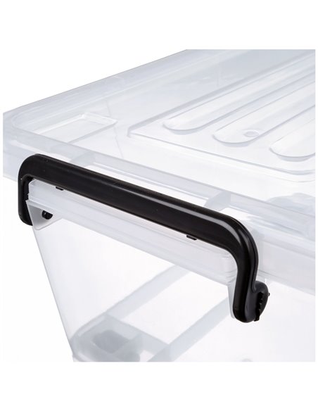 Pack of 4 Plastic Storage Box with Wheels &amp Lid &amp Clips 70 litre 630x433x355mm Polypropylene | Stalwart DA-S1070SETOF4