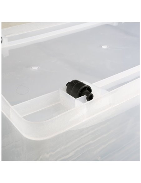 Pack of 4 Plastic Storage Box with Wheels &amp Lid &amp Clips 70 litre 630x433x355mm Polypropylene | Stalwart DA-S1070SETOF4