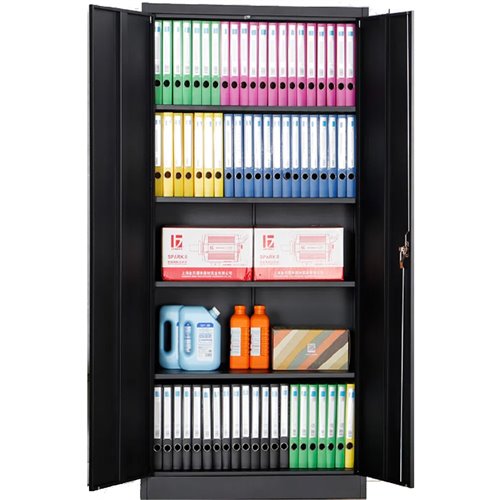 Commercial Black Steel Cabinet 2 Doors 900x400x1850mm | Stalwart DA-MYOC06