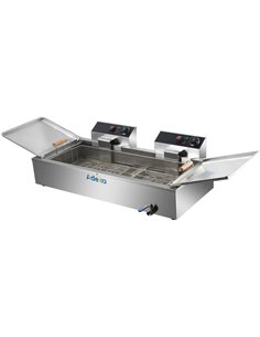Commercial Fryer Single Tank Dual Zone Electric 26 litre 7.8kW Countertop Drainage tap | Stalwart DA-EF26L