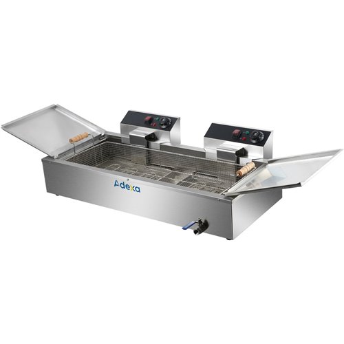 Commercial Fryer Single Tank Dual Zone Electric 26 litre 7.8kW Countertop Drainage tap | Stalwart DA-EF26L