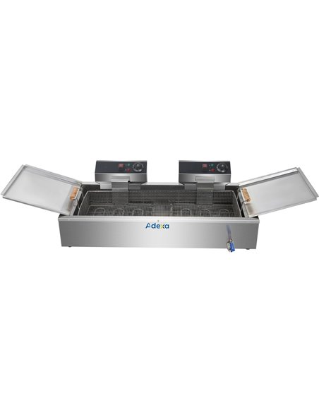 Commercial Fryer Single Tank Dual Zone Electric 26 litre 7.8kW Countertop Drainage tap | Stalwart DA-EF26L