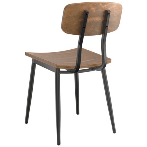 Black Steel Chair with Antique Walnut Seat &amp Antique Walnut Back | Stalwart DA-GS60606WALNUTSEATWALNUTBACK