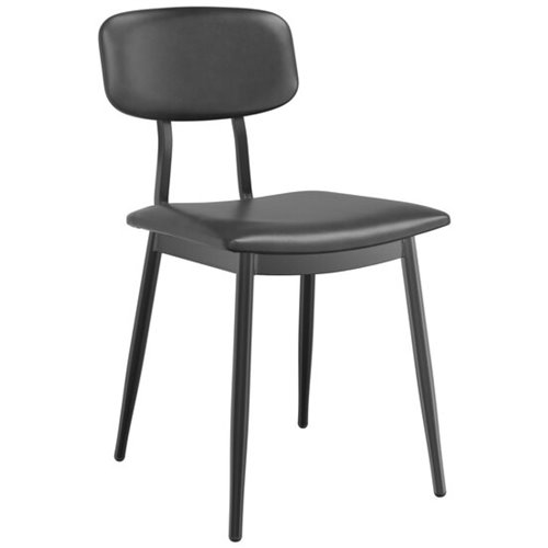 Black Steel Chair with Black Vinyl Cushion Seat &amp Black Vinyl Back | Stalwart DA-GS60606BLACKCUSHSEATBLACKBACK