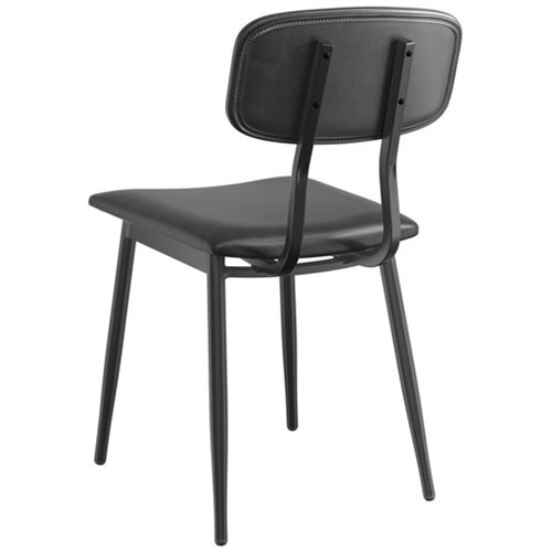 Black Steel Chair with Black Vinyl Cushion Seat &amp Black Vinyl Back | Stalwart DA-GS60606BLACKCUSHSEATBLACKBACK