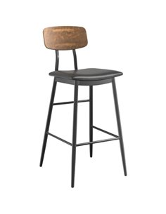 Barstool with Antique Walnut Back &amp Black Vinyl Seat | Stalwart DA-GS60606BWALNUTBLACK