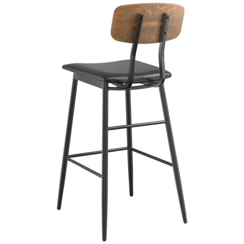 Barstool with Antique Walnut Back &amp Black Vinyl Seat | Stalwart DA-GS60606BWALNUTBLACK