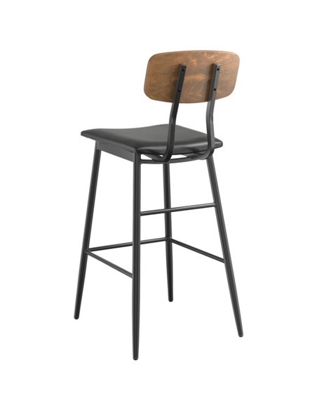 Barstool with Antique Walnut Back &amp Black Vinyl Seat | Stalwart DA-GS60606BWALNUTBLACK