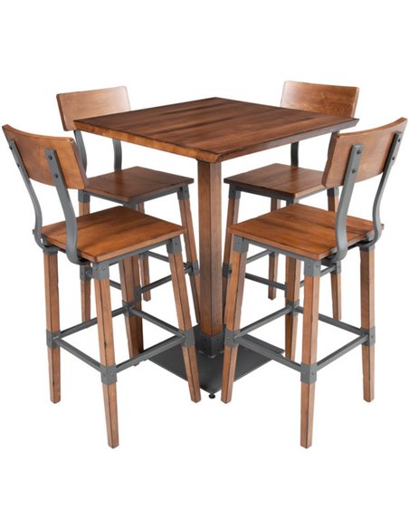 Rustic Bar Table Walnut Top 600x600mm Indoors | Stalwart DA-GS10143BAR24