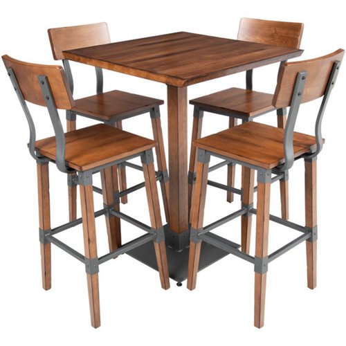 Rustic Bar Table Walnut Top 720x720mm Indoors | Stalwart DA-GS10143BAR30