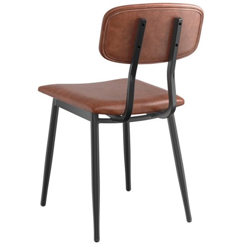 Black Steel Chair with Brown Vinyl Cushion Seat &amp Brown Vinyl Back | Stalwart DA-GS60606BROWNCUSHSEATBROWNBACK