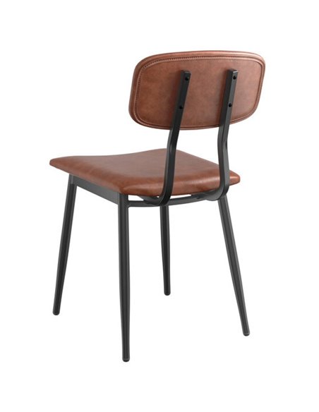 Black Steel Chair with Brown Vinyl Cushion Seat &amp Brown Vinyl Back | Stalwart DA-GS60606BROWNCUSHSEATBROWNBACK