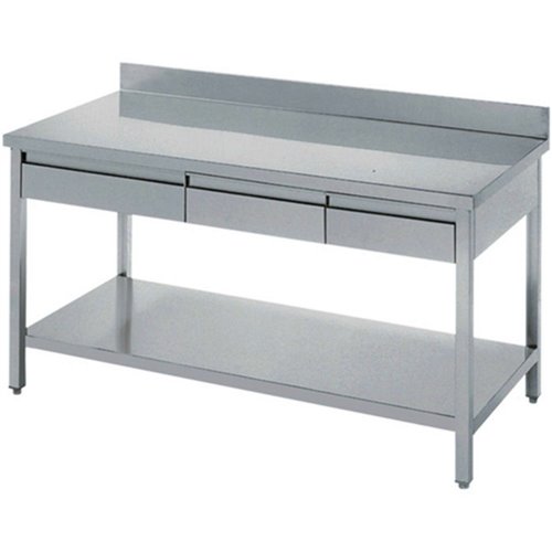 Professional Work table 3 drawers Stainless steel Bottom shelf Upstand 2000x600x900mm | Stalwart DA-THATS206A3D