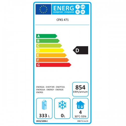 VESTFROST CFKS471 Single Door White Laminated Refrigerator 361L