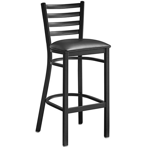 Black Barstool with Backrest &amp Vinyl Seat | Stalwart DA-GS697B