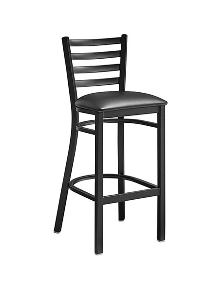 Black Barstool with Backrest &amp Vinyl Seat | Stalwart DA-GS697B