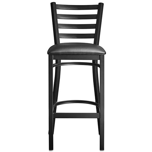 Black Barstool with Backrest &amp Vinyl Seat | Stalwart DA-GS697B