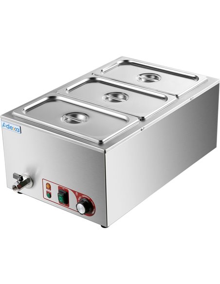 Commercial Bain Marie with Drain Tap 3xGN1/3 Including 3 containers | Stalwart DA-HB3V