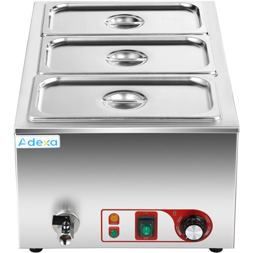 Commercial Bain Marie with Drain Tap 3xGN1/3 Including 3 containers | Stalwart DA-HB3V