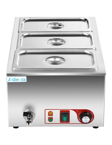 Commercial Bain Marie with Drain Tap 3xGN1/3 Including 3 containers | Stalwart DA-HB3V