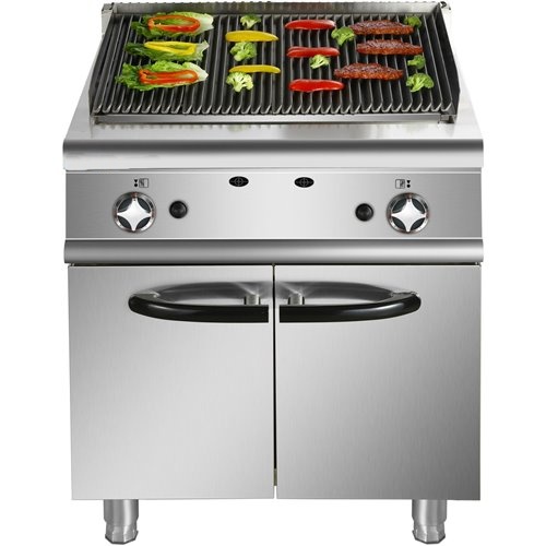 Professional Gas Lava Rock Grill with Cabinet Base 18kW 900mm Depth | Stalwart DA-HGL907