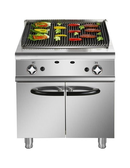 Professional Gas Lava Rock Grill with Cabinet Base 18kW 900mm Depth | Stalwart DA-HGL907