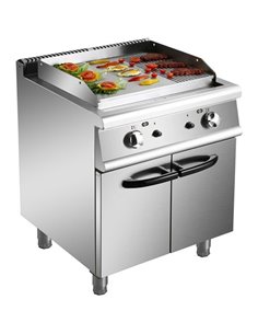 Professional Gas Griddle with Cabinet Base 9.2kW Smooth/Ribbed 700mm Depth | Stalwart DA-ADX706
