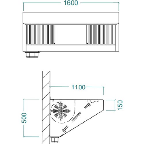 Commercial Extraction Canopy with Filter, Range Hood, Fan, Lights &amp 4 Speeds 1600mm | Stalwart DA-AP238PS8763D
