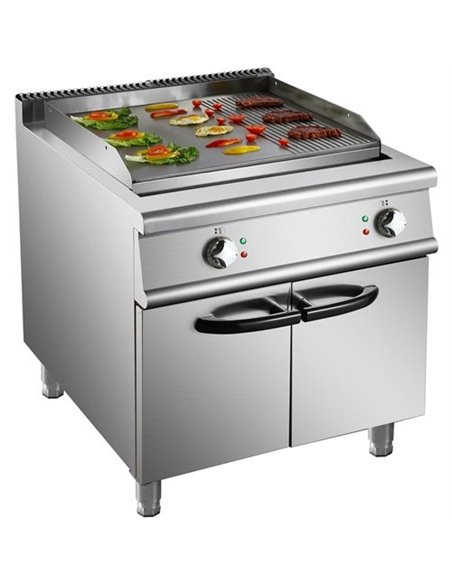 Professional Electric Griddle with Cabinet Base 12kW Smooth/Ribbed 900mm Depth | Stalwart DA-HER906A