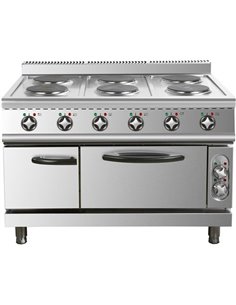 Commercial Electric Cooker 6 Burners with Electric Oven 15.6kW+4.8kW 900mm Depth | Stalwart DA-HRQ962A 2