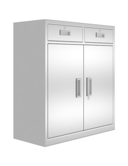 Commercial Stainless Steel Cabinet with 2 Doors &amp 2 Drawers 900x400x900mm | Stalwart DA-MBSS201H902DC