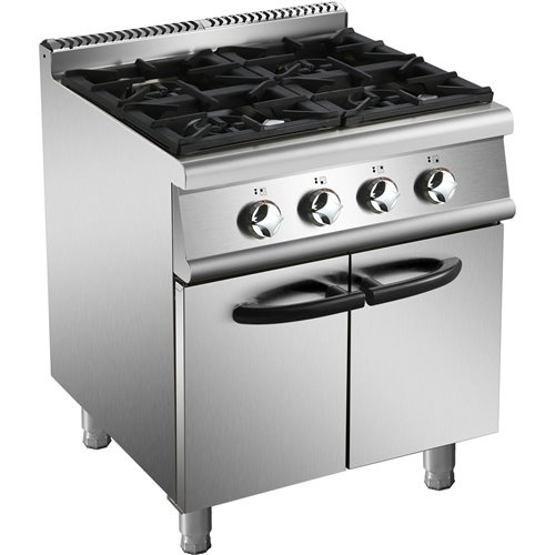 Professional Gas range 4 burners 30kW with Cabinet 700mm Depth | Stalwart DA-ADX705B