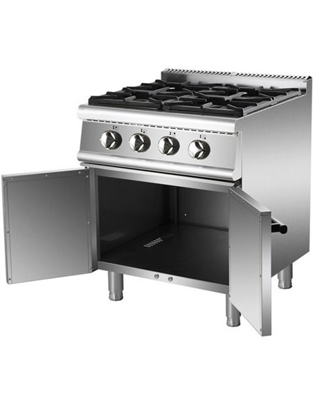 Professional Gas range 4 burners 30kW with Cabinet 700mm Depth | Stalwart DA-ADX705B