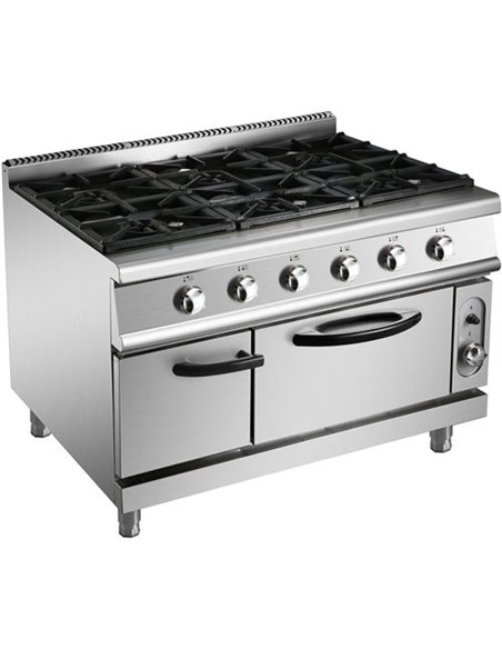 Professional Gas range 6 burners 36kW Gas oven 5.8kW 900mm Depth | Stalwart DA-ADX996Z