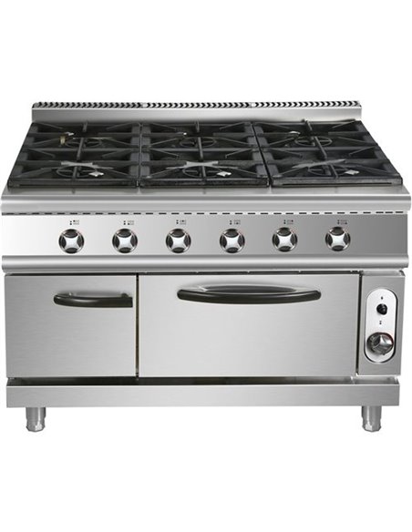 Professional Gas range 6 burners 36kW Gas oven 5.8kW 900mm Depth | Stalwart DA-ADX996Z