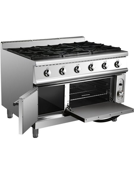 Professional Gas range 6 burners 36kW Gas oven 5.8kW 900mm Depth | Stalwart DA-ADX996Z