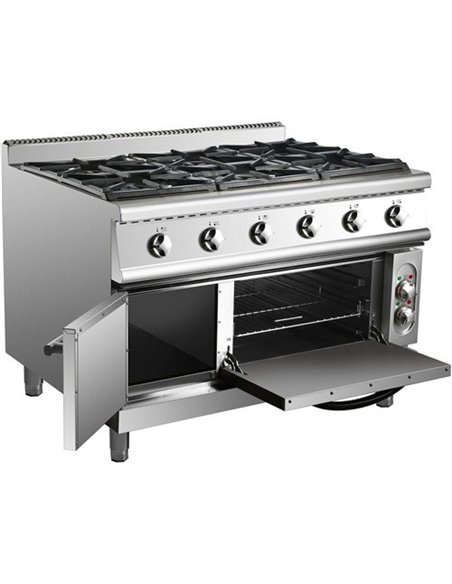 Professional Gas range 6 burners 36kW Electric oven 5.8kW 900mm Depth | Stalwart DA-ADX996ZA