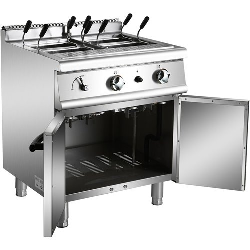Professional Pasta cooker 30 Litres Gas 22kW Floor standing with Cabinet Base 700mm depth | Stalwart DA-HGN715