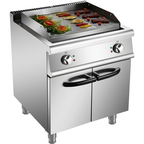 Professional Electric Griddle with Cabinet Base 9kW Smooth/Ribbed 700mm Depth | Stalwart DA-HER706A