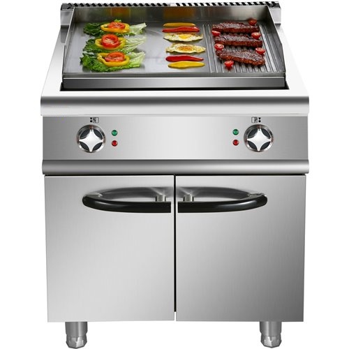 Professional Electric Griddle with Cabinet Base 9kW Smooth/Ribbed 700mm Depth | Stalwart DA-HER706A