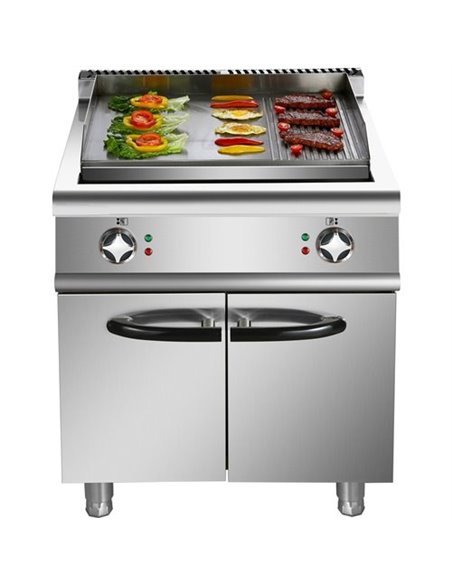 Professional Electric Griddle with Cabinet Base 9kW Smooth/Ribbed 700mm Depth | Stalwart DA-HER706A