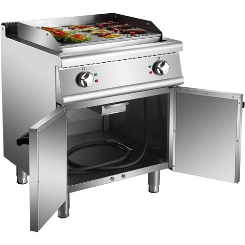 Professional Electric Griddle with Cabinet Base 9kW Smooth/Ribbed 700mm Depth | Stalwart DA-HER706A