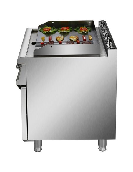 Professional Electric Griddle with Cabinet Base 9kW Smooth/Ribbed 700mm Depth | Stalwart DA-HER706A