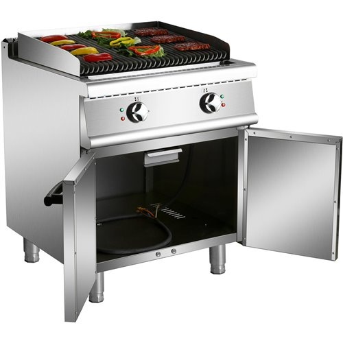Professional Electric Lava Rock Grill with Cabinet Base 9kW 700mm Depth | Stalwart DA-HEL707A