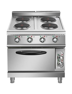 Commercial Electric Cooker 4 Burners with Electric Oven 10.4kW+4.8kW 900mm Depth | Stalwart DA-HRQ912A 2