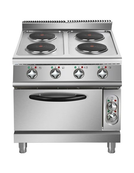 Commercial Electric Cooker 4 Burners with Electric Oven 10.4kW+4.8kW 900mm Depth | Stalwart DA-HRQ912A