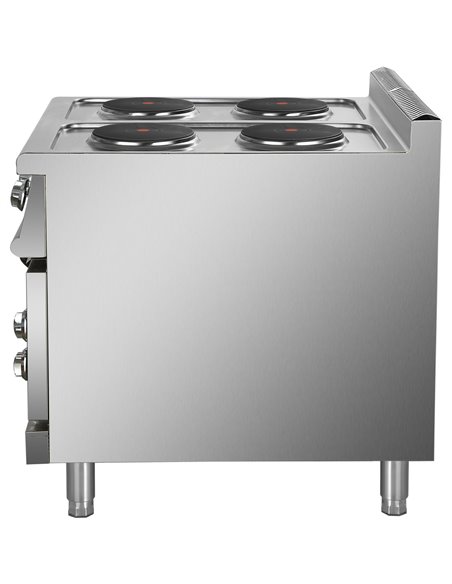 Commercial Electric Cooker 4 Burners with Electric Oven 10.4kW+4.8kW 900mm Depth | Stalwart DA-HRQ912A