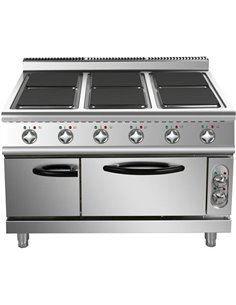Commercial Electric Cooker 6 Square Burners with Electric Oven 24kW+4.8kW 900mm Depth | Stalwart DA-HSQ962B 2