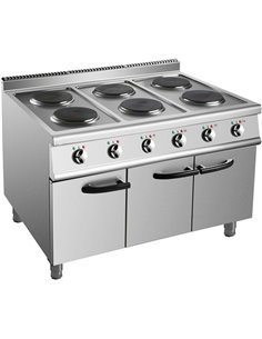 Commercial Electric Cooker 6 Burners with Cabinet Base 15.6kW 900mm Depth | Stalwart DA-HRQ962