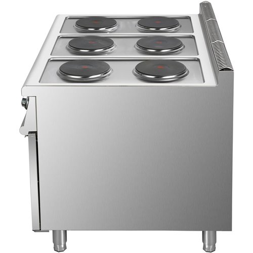 Commercial Electric Cooker 6 Burners with Cabinet Base 15.6kW 900mm Depth | Stalwart DA-HRQ962